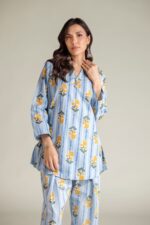 Blue V-Neck Kurta - View 3