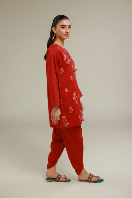 Red Floral Shalwar - View 2