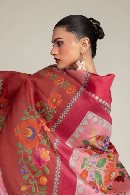 Red Floral Dupatta - V2