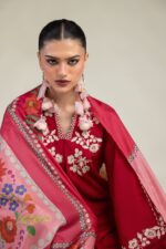 Red Floral Dupatta - V6