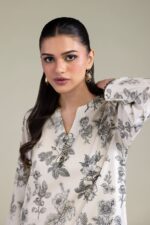 Floral V-Neck Kurta - View 1