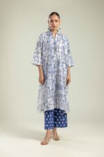 Blue Floral Pants - View 1