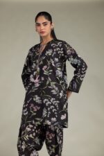Black Floral Kurta - View 2