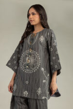 Gray Cotton Kurta - View 3