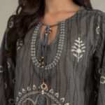 Gray Cotton Kurta - View 1
