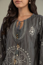 Gray Cotton Kurta - View 1