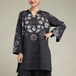 Printed V-Neck Kurta - View 1