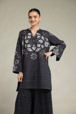 Printed V-Neck Kurta - View 1