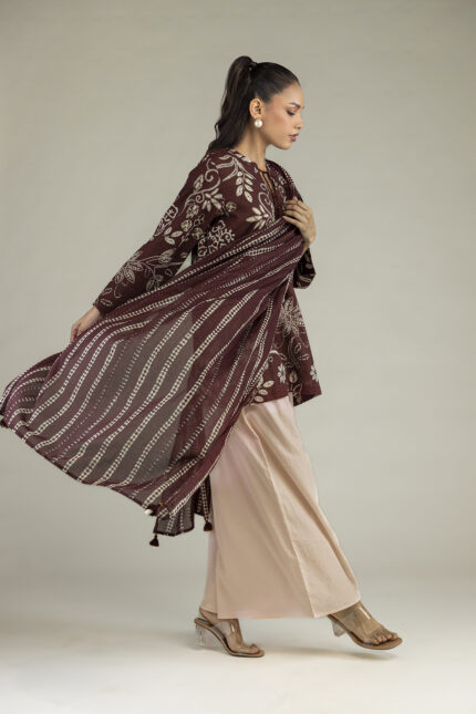 Brown Printed Dupatta - View 1