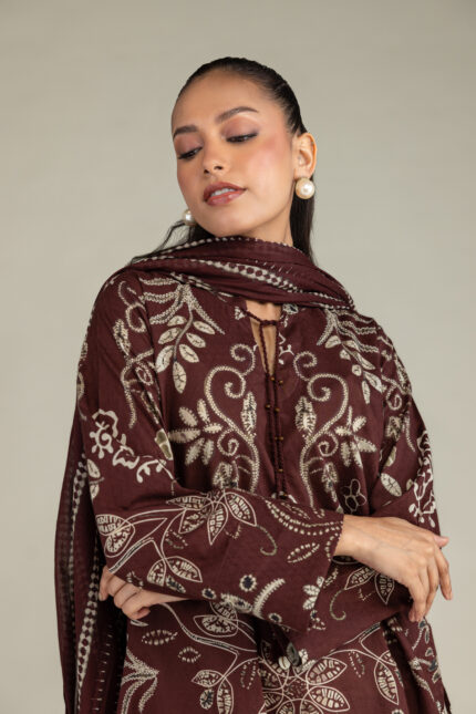 Brown Printed Dupatta - View 2