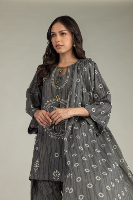 Gray Cotton Kurta - View 2