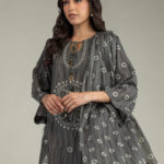 Gray Printed Dupatta - View 1