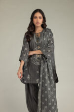 Gray Printed Dupatta - View 2