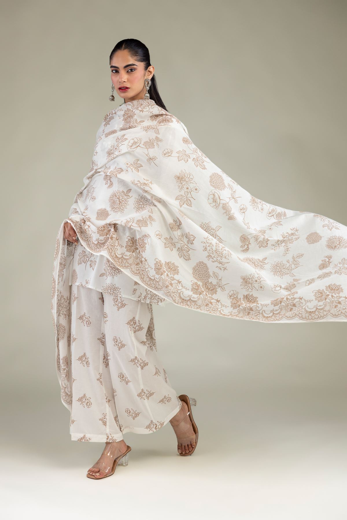 1-26-224-C-E2-VG_MULTI-1 Floral Lawn Dupatta - View 1