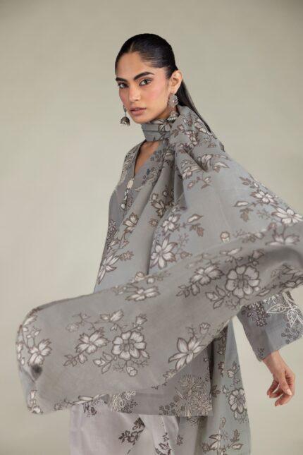 Floral Lawn Dupatta - View 1