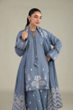 Blue Embroidered Pants - View 3