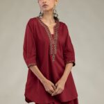 V-Neck Cotton Kurta - View 1