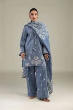 Blue Embroidered Pants - View 2