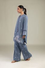 Blue Embroidered Pants - View 4