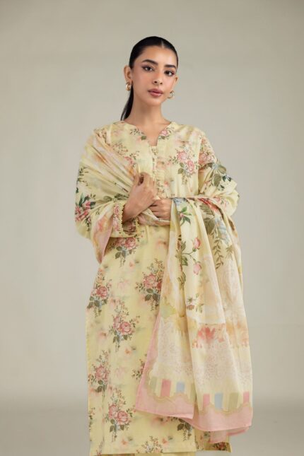 Floral Lawn Dupatta - View 1