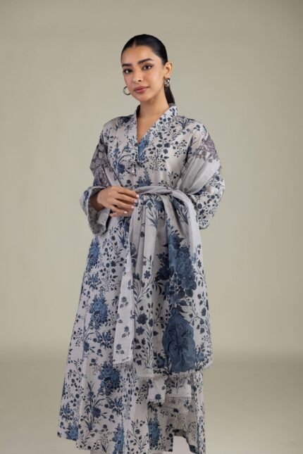 Gray Lawn Dupatta - View 1