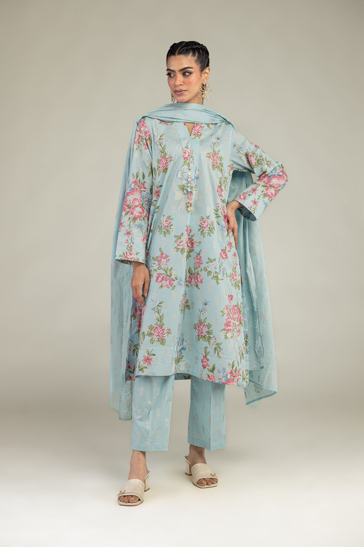 Floral Blue Pants-1 Floral Blue Pants - View 1