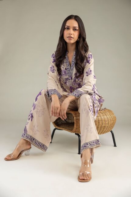 Floral V-Neck Kurta - View 2