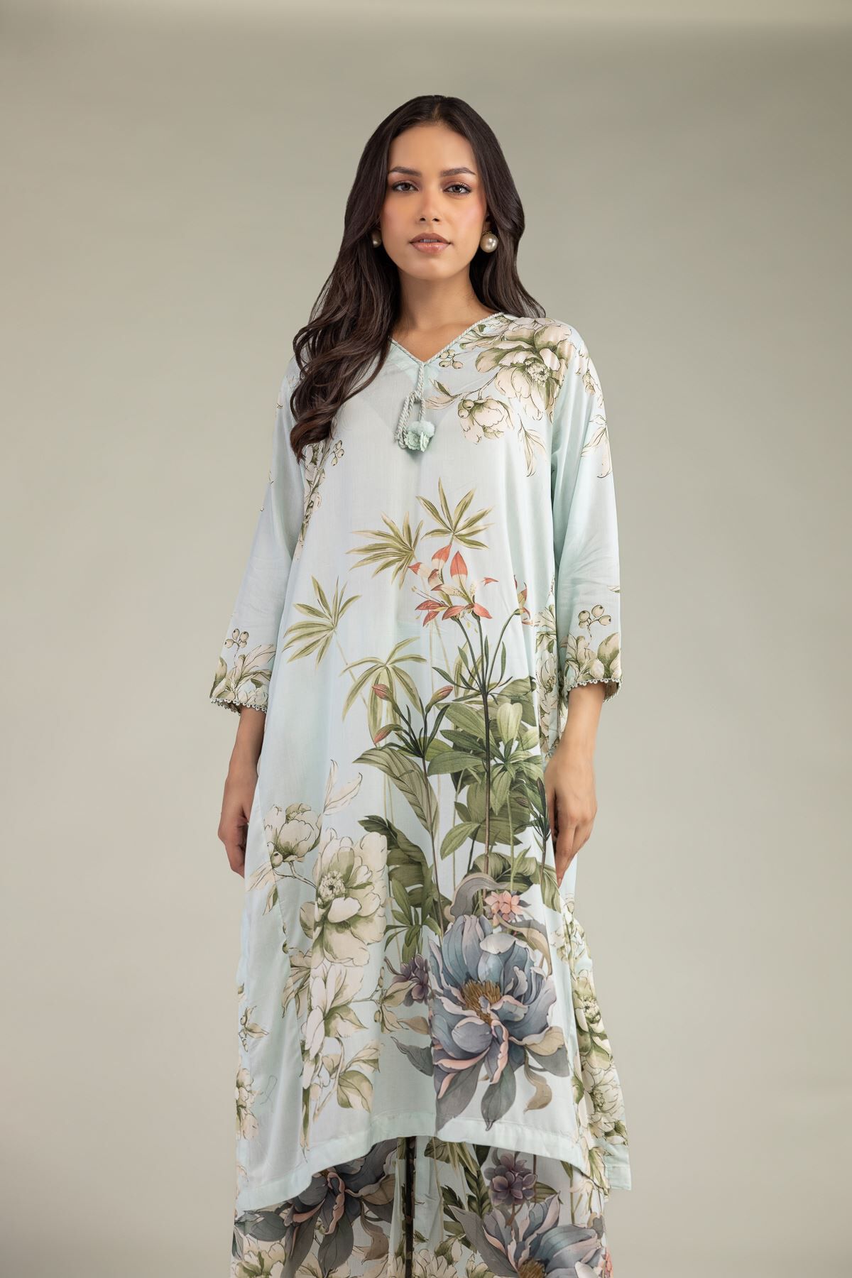 Long Floral Kurta-1 Long Floral Kurta - View 1