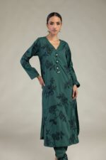 Green Longline Kurta - View 4