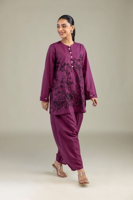 Cotton Solid Pants - View 1