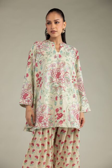 Floral Cambric Kurta - View 2