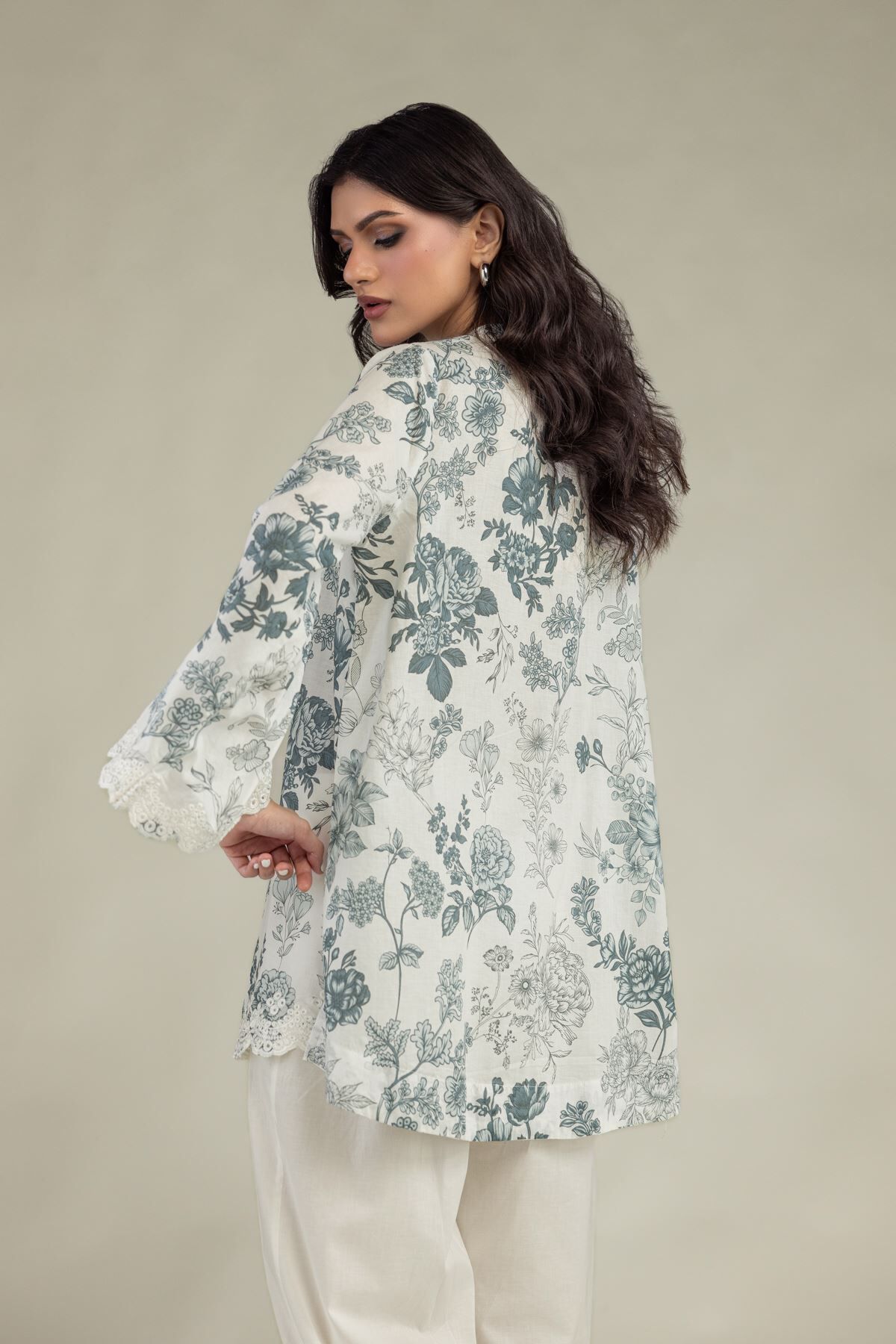 Lawn V-Neck Kurta-1 Lawn V-Neck Kurta - View 1