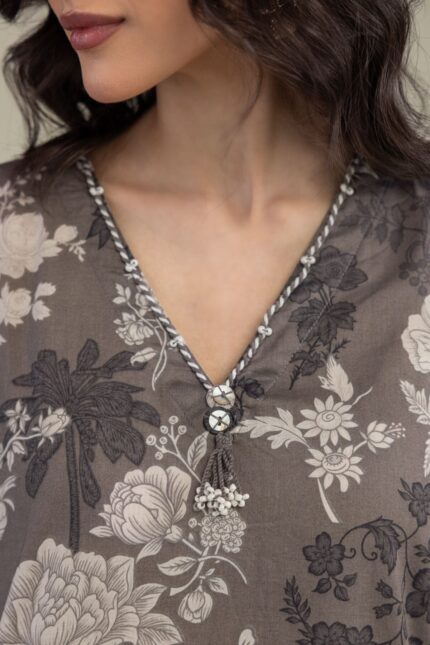 Gray Lawn Kurta - View 2