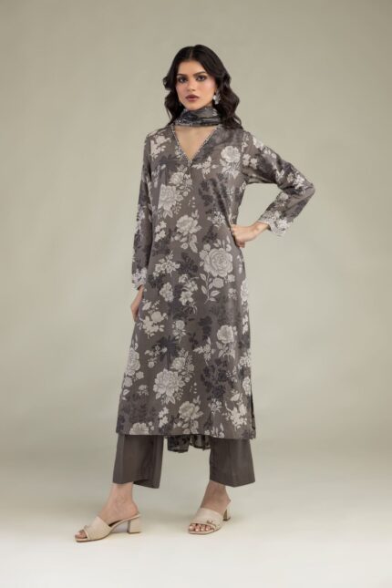 Gray Lawn Kurta - View 1