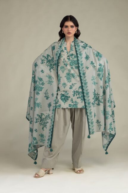 Floral Lawn Dupatta - View 1