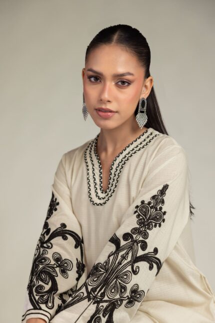 Floral Cotton Kurta - View 1