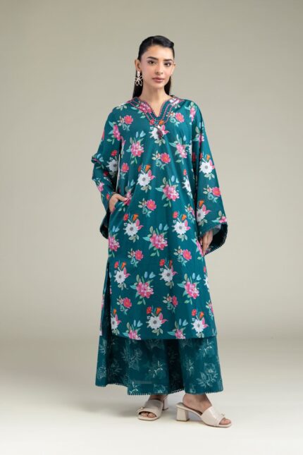 Floral Teal Pants - View 2