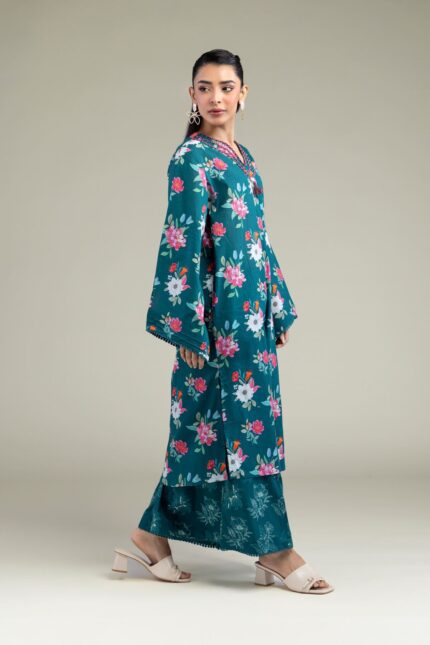 Floral Teal Pants - View 1