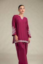 Silk V-Neck Kurta - V1