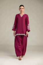 Silk V-Neck Kurta - V6