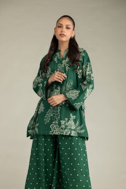 Green Printed Pants - View 1