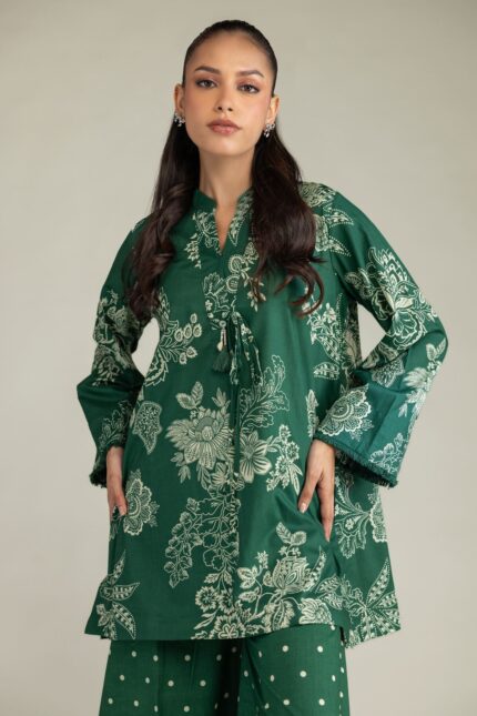 Green Cambric Kurta - View 1