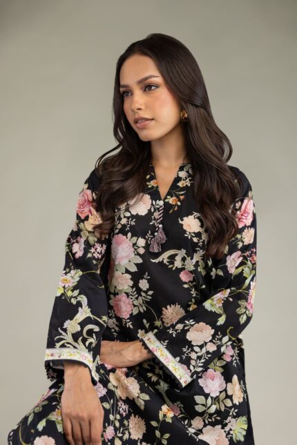 Black Cambric Kurta - View 2