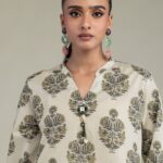 Floral V-Neck Kurta - View 1