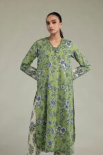 Floral Green Kurta - View 3