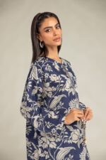 Floral Navy Kurta - View 1