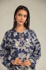 Floral Navy Kurta - View 2