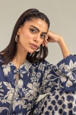 Floral Navy Kurta - View 3