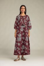 Maroon Floral Kurta - View 2