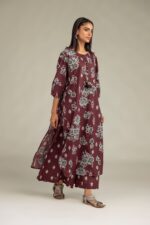 Maroon Floral Kurta - View 3